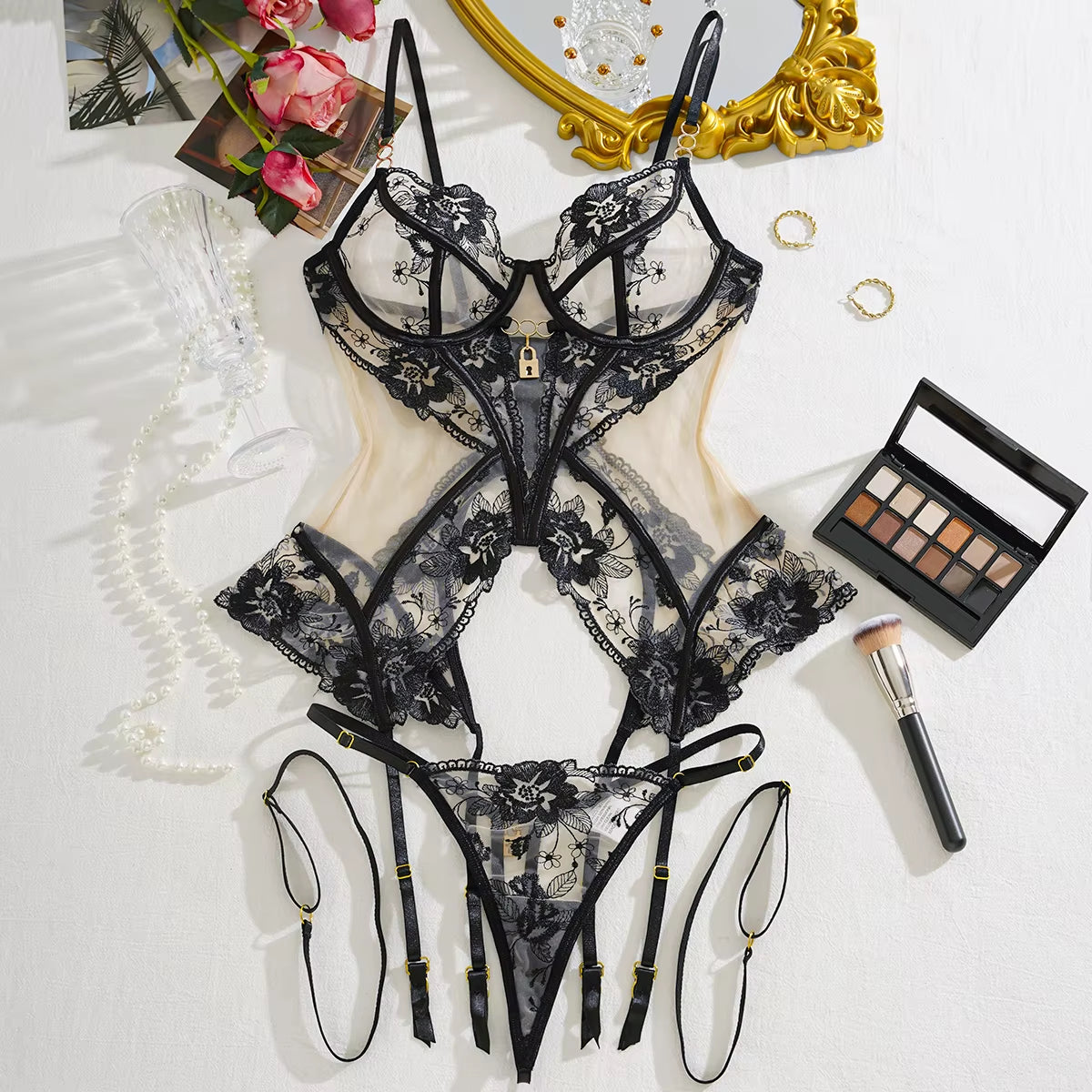Fantasy Lingerie Ultra Hot Lace Sexy Onlyfans Kit Transparent Ensemble Lingeries Femmes Fancy G-String Tulle Underwear